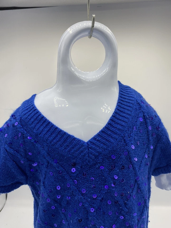 Justice Girls Short Sleeve Blue Dress Size 6 Pre-Owned - Image 3 of 4