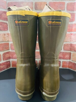 Vintage Lacrosse Outdoorsman OD Green Lace Up Rubber Boot Mens 9 Steel Shank USA LaCrosse Outdoorsman Mens 9 Mud Rain Boots Lace-Up Insulated  main image 2