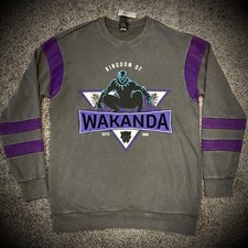 WAKANDA BLACK PANTHER SWEATSHIRT faded gray purple SEWN LOGO retro marvel ADULT