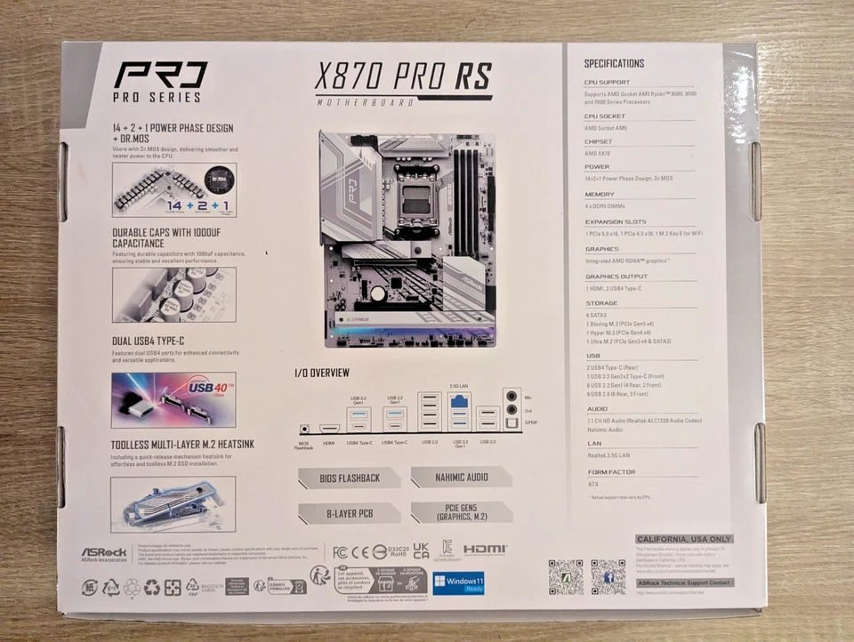 NEW ASRock X870 PRO RS Socket AM5 AMD X870 DDR5 Motherboard - Free Shipping! - Image 2 of 4