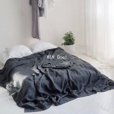 New 3PCS 100% Washed Linen Bed Sheet Set with 2 Pillowcases