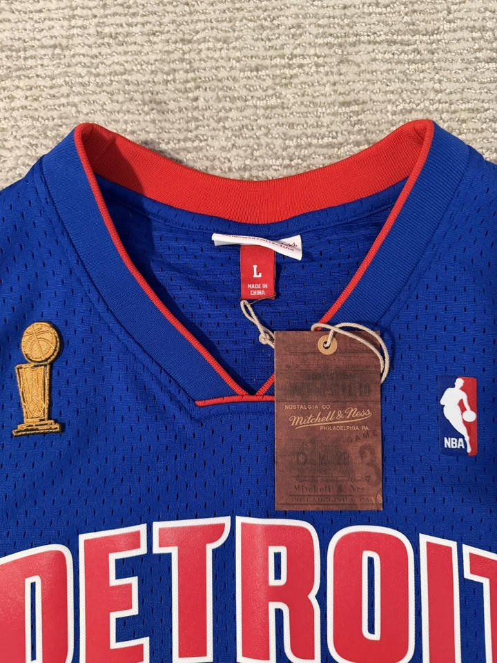 Camiseta deportiva grande Detroit Pistons Rasheed Wallace Mitchell & Ness NBA L azul roja nueva con etiquetas Foto 2 de 4
