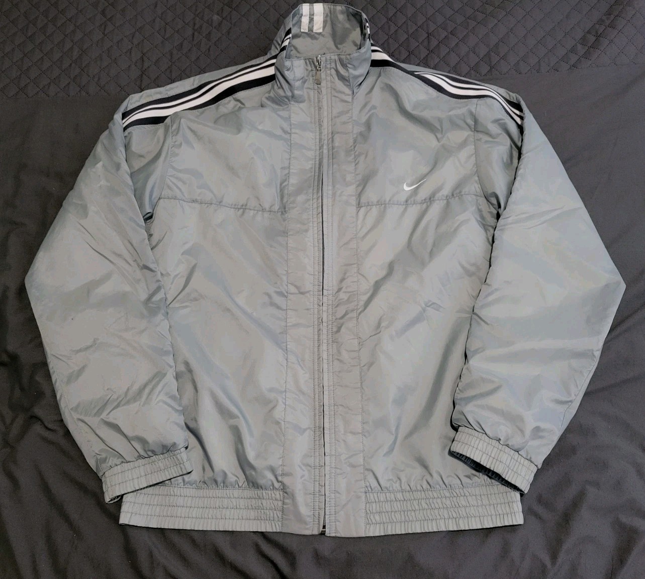 SACAI X NIKE Giacca tuta Nike grigia vintage etichetta argento anni 2000 Y2k Sportswear taglia Large