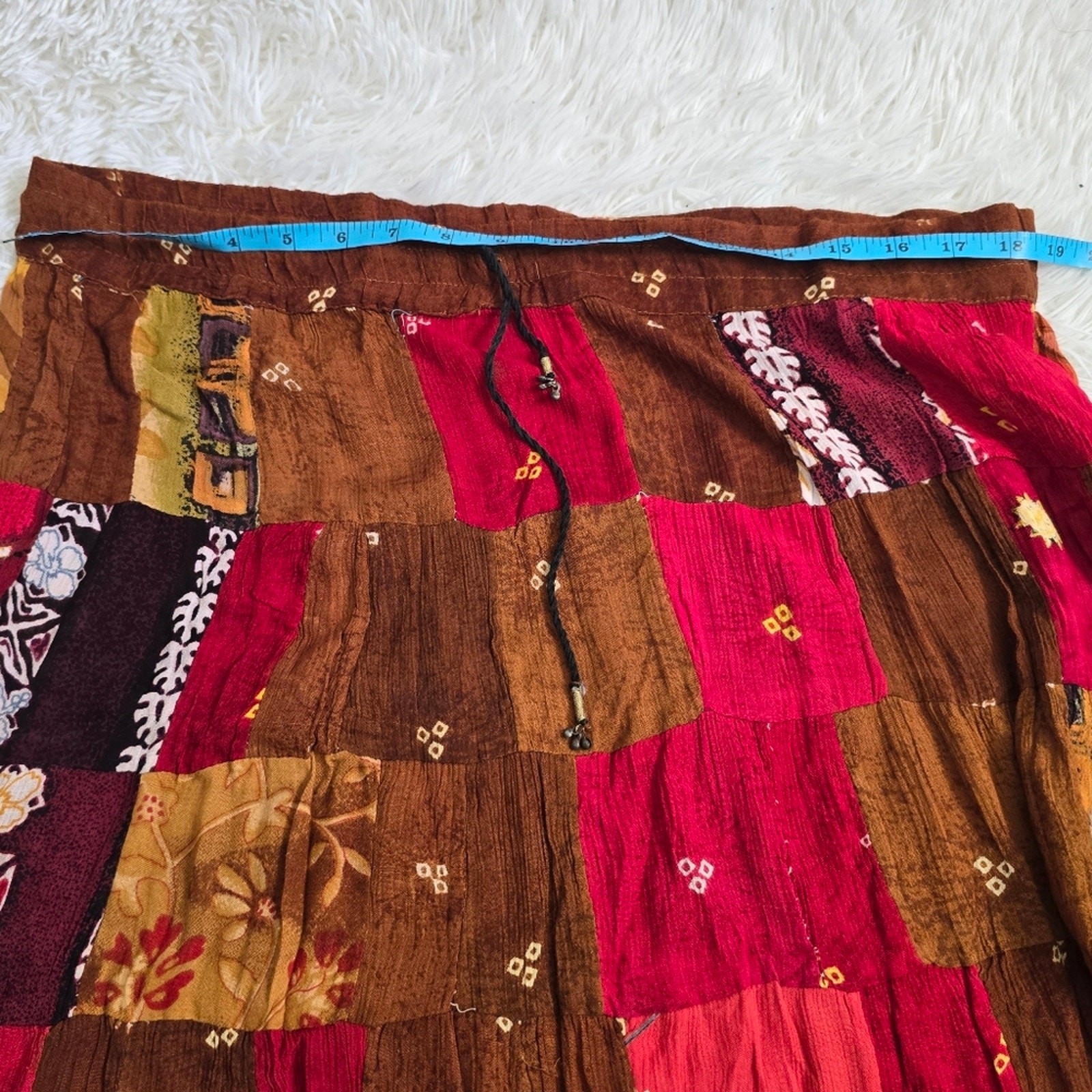 Boho Chic Patchwork Style Brown And Pink Maxi Ski… - image 9