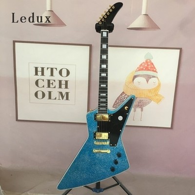 Blue Powder Ex Electric Guitar Mahogany Body&Neck HH Pickup 6 String Gold HW