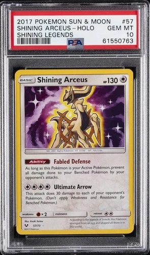 2017 POKEMON SUN & MOON SHINING LEGENDS #57 SHINING ARCEUS-HOLO PSA 10