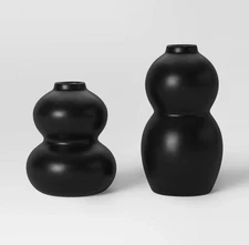 Room Essentials 2pk Bud Vase Black Decorative Glass Vase Set