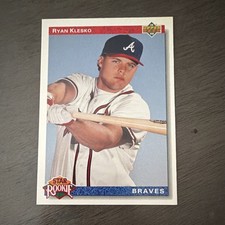 Upper Deck 1992 Ryan Klesko #24 Atlanta Braves Baseball Card Star Rookie