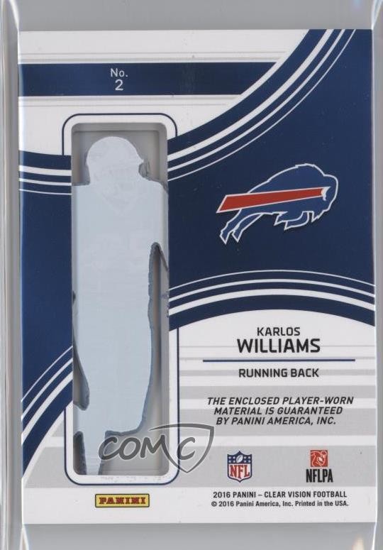 2016 Panini Clear Vision Framed Fabrics 45/99 Karlos Williams #2 0q0