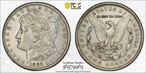 1892 Morgan Silver Dollar PCGS Gold Shield XF40