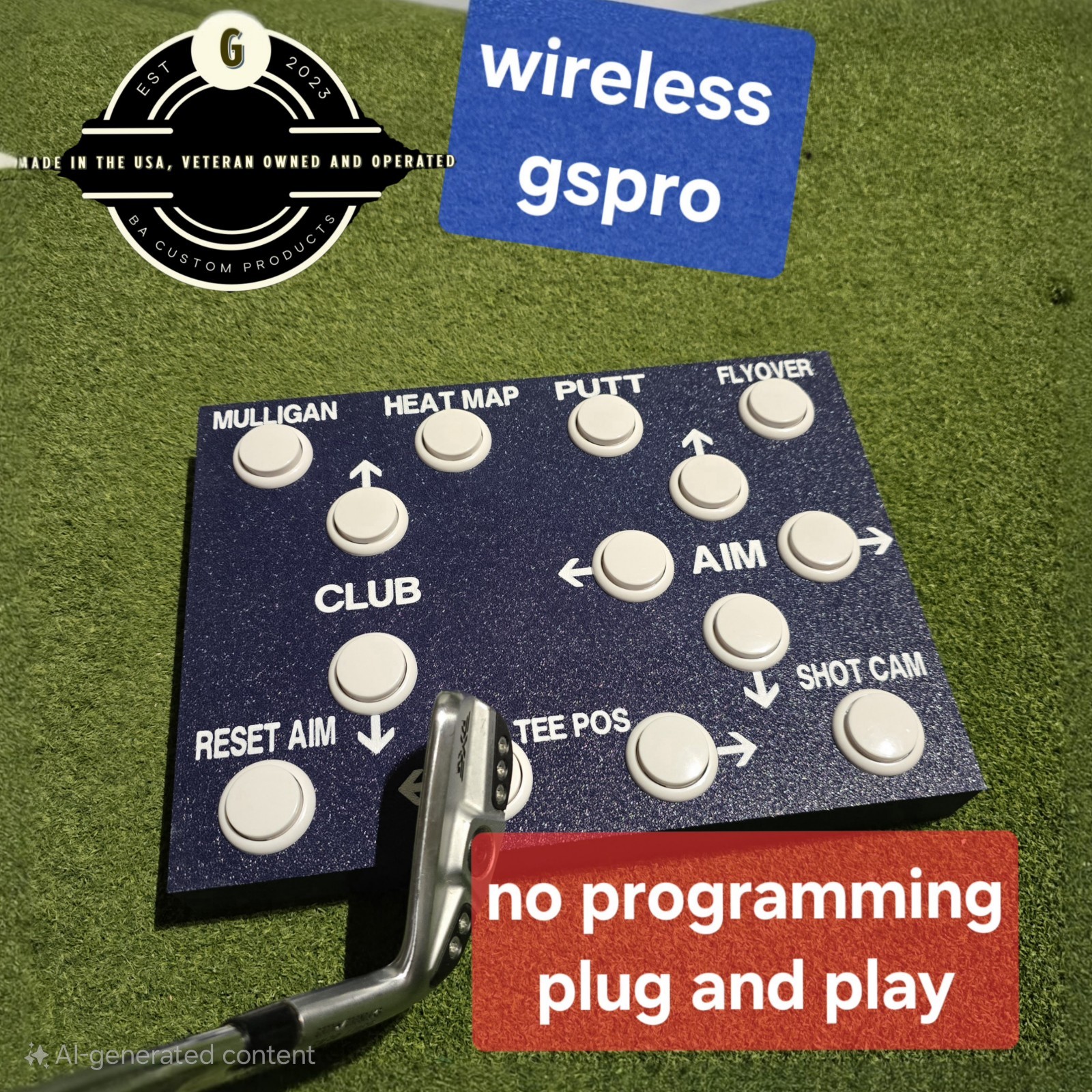 golf gspro wireless plug and play skytrak uneekor square control box (dark blue)