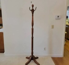 Antique Wood Metal Free Standing Coat Rack Hall Tree with Hooks, Brown, 66"
