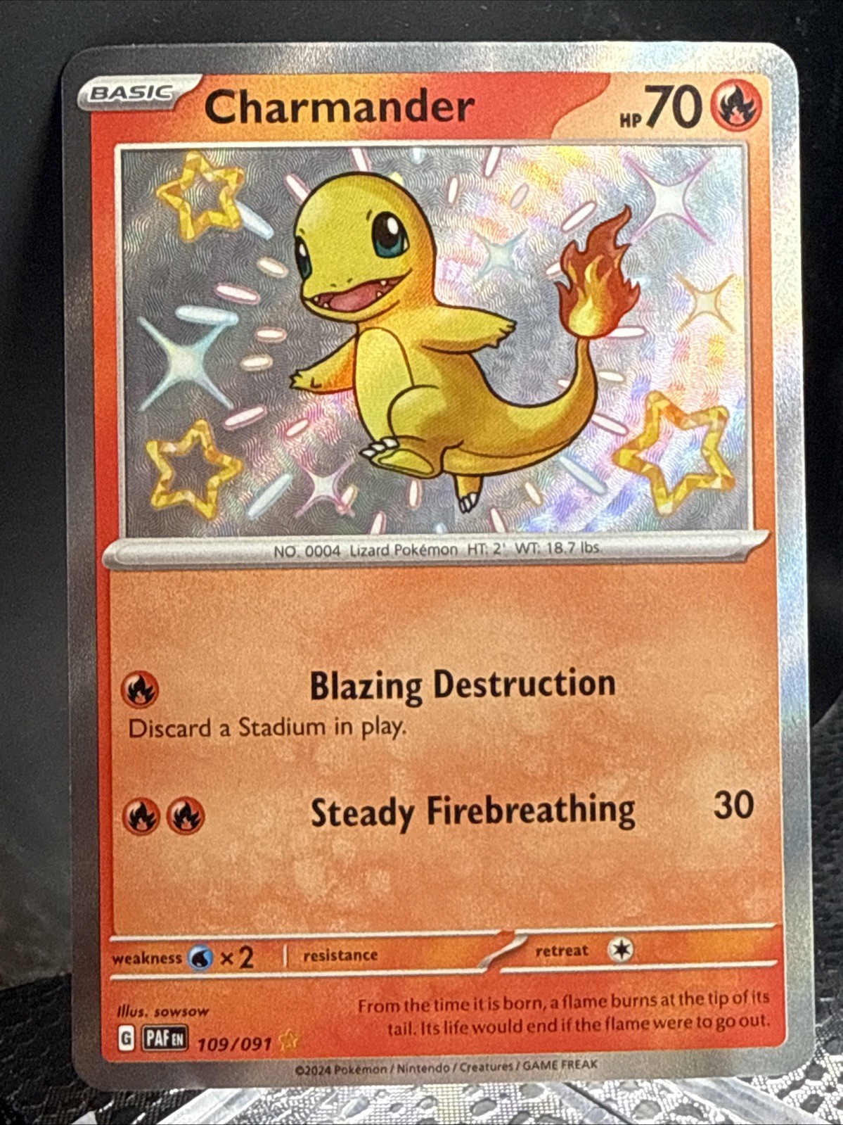 Pokemon TCG Charmander 109/091 SV Paldean Fates Shiny Rare Holo English 2024