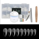Complete Nail Tips Kit 5pc - UV Lamp, 504 Acrylic Nails, Cutter, Glue, Nail File