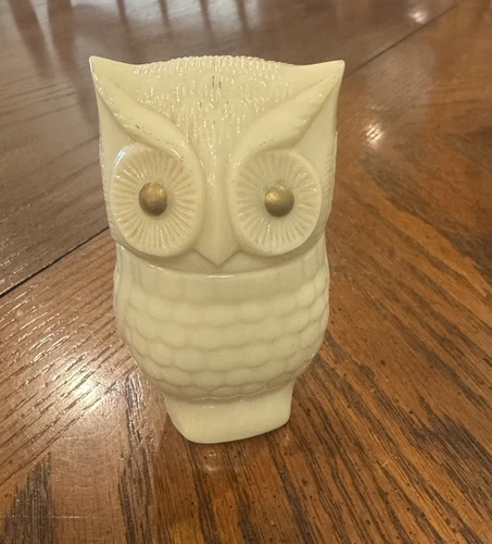 Vintage Avon 1972 White Owl Milk Glass Empty Jar Bottle Decanter Collectible