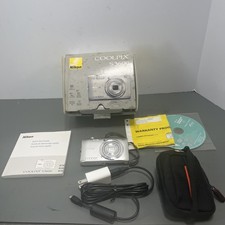 Nikon COOLPIX S3600 20.1MP Silver Digital Camera Bundle Charger Case Tested