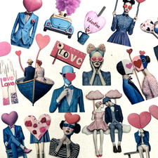Eclectic Love Valentine's Day Stickers Junk Journaling Collage Scrapbook