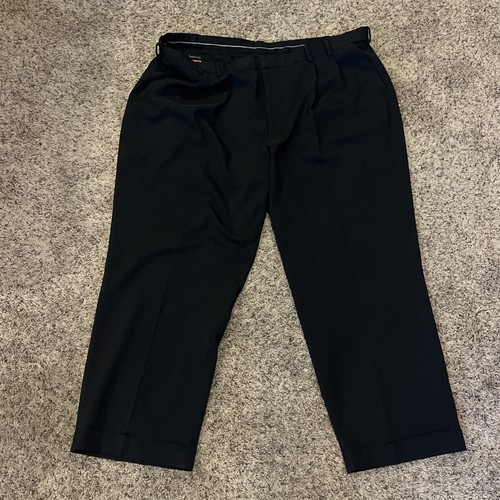 VAN HEUSEN Men Big & Tall Size 46 x 29 Black Pants Dress Slacks Trousers