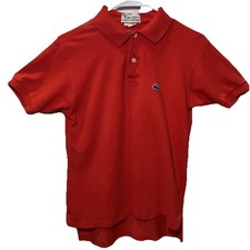 Vintage Izod Lacoste Red Polo Shirt   Rare Blue Crocodile Logo   WPL 1100 Read