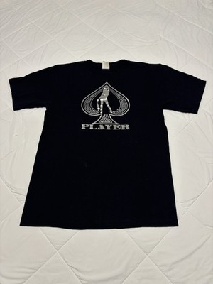 Vintage Anchor Blue Player Metallic Print T-Shirt Size M Girl Spade Grunge Y2K