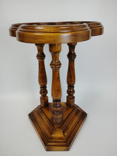 60s Clover Top Turned Wood Spindle Occasional Side Table 21" Plant Stand Corner - Picture 10 of 19