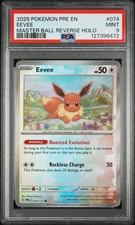 Eevee [Master Ball] #74/131 Pokémon 2025 Prismatic Evolutions PSA Mint 9