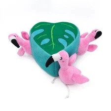 Zippy Paws Zippy Burrow - Flamingos in Monstera 20cm x 18cm x 9cm