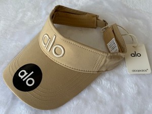 Alo Beige Adjustable Solid Canvas Visor Hat w/ Logo Accent