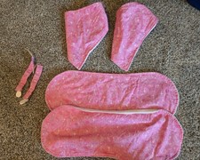 Pink Matching Set ofBaby Bibs, Burp Cloths  Pacifier Clips, washed but not used