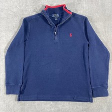 Polo Ralph Lauren Kids Size M 10 12 Blue Cotton Quarter Zip Pullover Sweater