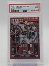 MAXX CROSBY 2024 CONTENDERS OPTIC SEASON TICKET RED /199 #29 RAIDERS PSA 9 Q3976