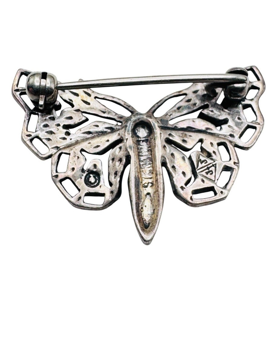 Vintage Judith Jack 925 Sterling Silver Butterfly Brooch