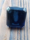 Vintage Sterling Silver Statement Ring Mid-Century Large Blue Glass Stone 7