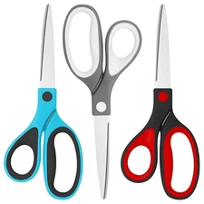 Left Handed Scissors, 8.5 Inch Multi-Purpose Shears, Set of 3