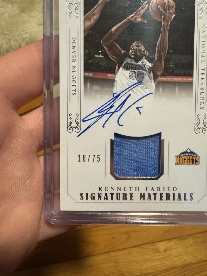 Parche en tarjeta Panini Kenneth Faried National Treasures 2015 automático 16/75 pepitas🔥 Foto 2 de 4