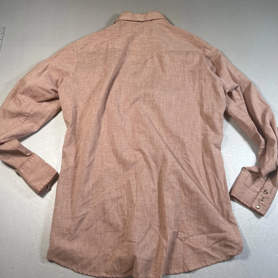 Vintage Miller Western Wear Shirt Mens 16.5 33 Brown Pearl Snap Rodeo Cowboy 70s - Image 3 of 4