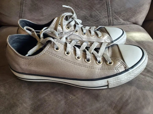 Scarpe sneakers basse Converse All Star pelle argento metallizzato uomo 5 donna 7