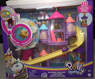 Mattel Polly Pocket Rainbow Funland Theme Park Playset – Rides