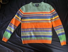 Vintage Polo Ralph Lauren Kids Colorful Striped Sweater 8-10 Youth Medium YM