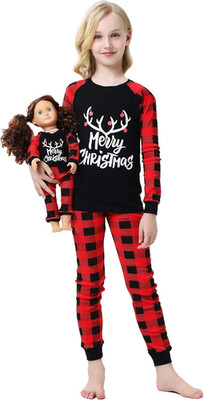 Girls Pajamas Matching Doll Pjs Toddler Kids Cotton Sleepwear Christmas Clothes