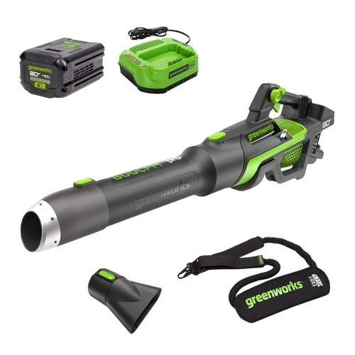 Greenworks 80V 800CFM Leaf Blower w/ 4Ah Battery 2A Charger & Shoulder Strap