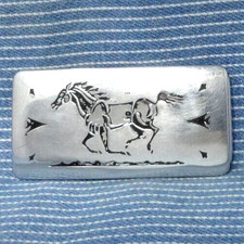 Western Running Horse Dress Belt Buckle Cowboy Cowgirl Vtg 80s Chambers .TWY873