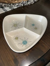 Franciscan Atomic Starburst 3 Part Divided Relish Dish Excellent 1954-1958 USA