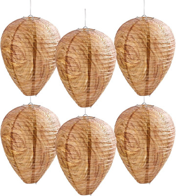 6 Pack Hanging Paper Fake Wasp Nests for Home(Brown)