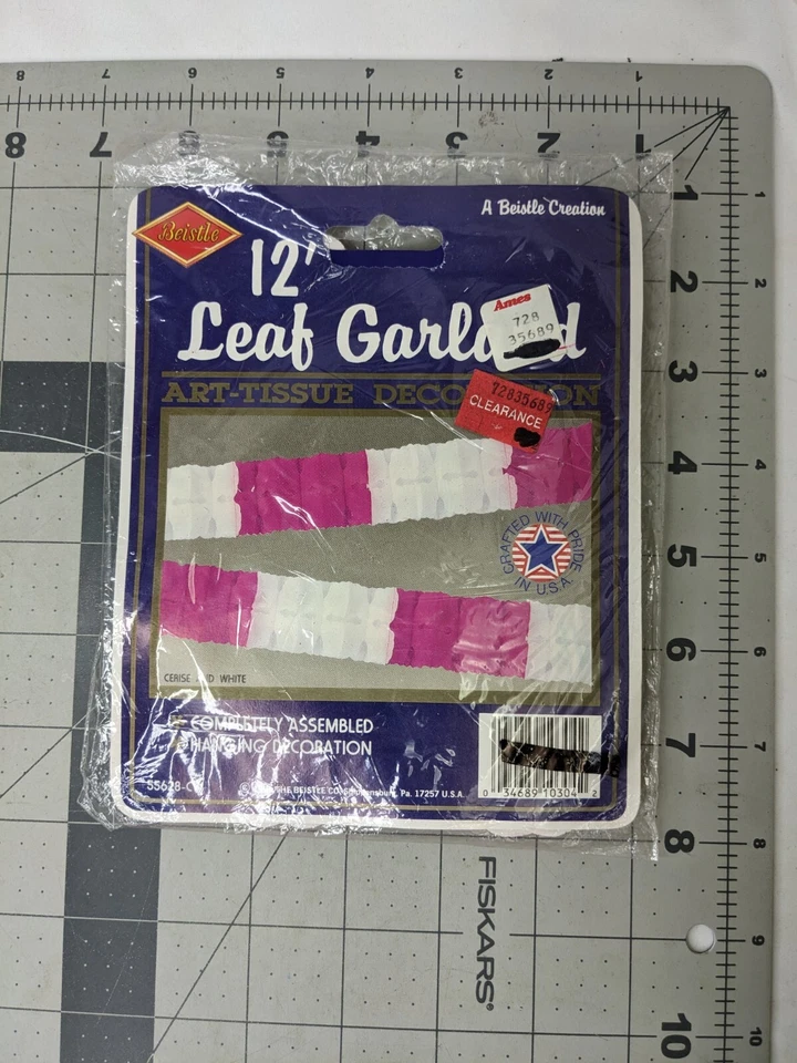 Guirnalda de hojas Beistle 12 pies Cerise blanca 55628 1991 lote de 10 Foto 2 de 3