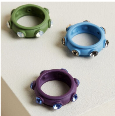 Torrid Blue, Green, & Purple Matte Stone Ring Set NWT