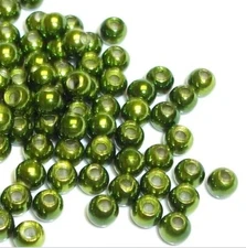 20 METALLIC OLIVE TUNGSTEN ROUND BEADS Fly Tying Pick From 6 Sizes