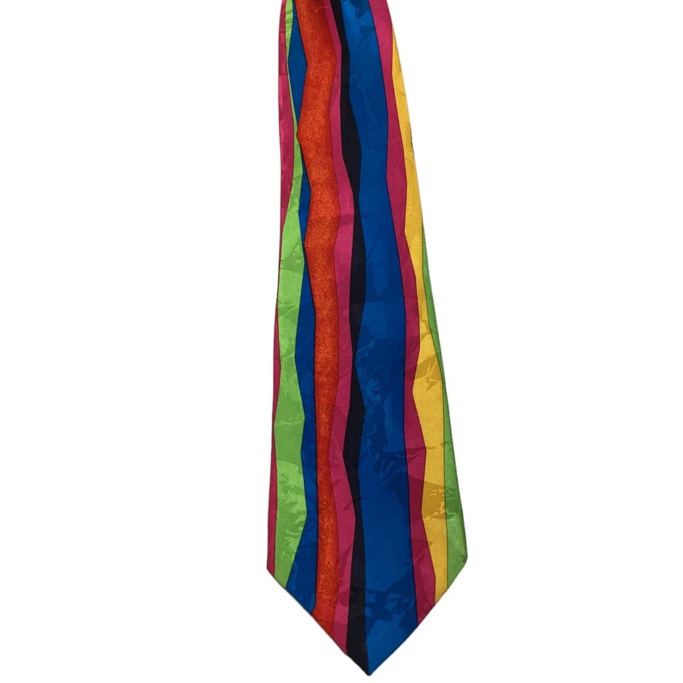 WORLDWIDE EXCLUSIVE Men's Silk Necktie GERMANY Designer STRIPED Multi-Color GUC - Image 2 of 3