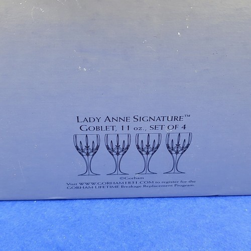 4 copas de cristal Gorham Lady Anne 11 oz con caja 8" cristal de plomo agua de vino - Imagen 3 de 11