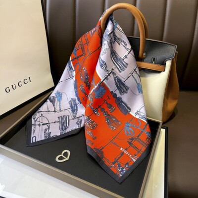 100% Mulberry Silk Square Scarf Women Neckerchief Wrap Fashion Purple Red 68*68